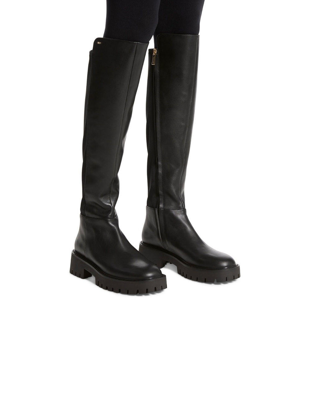 Michael Kors Black Knee-High Lug Sole Riding Boots